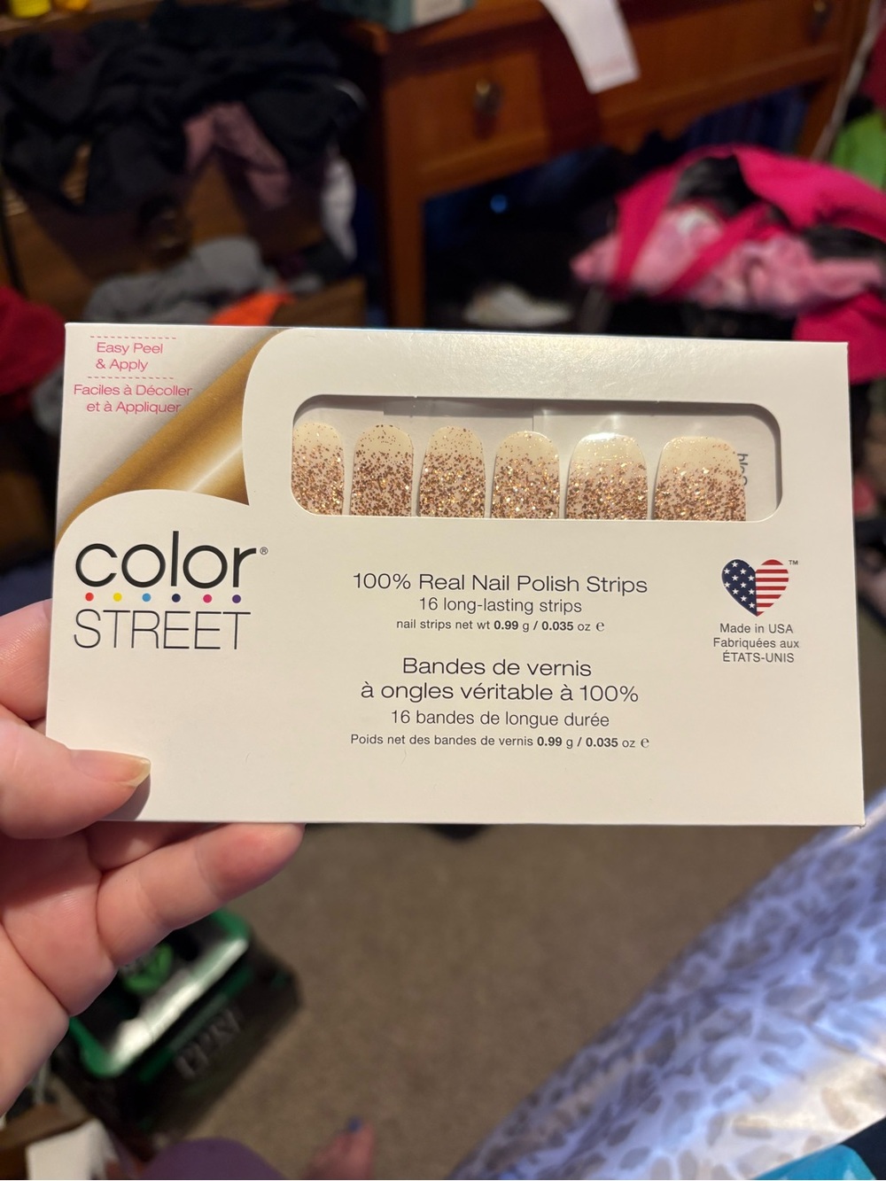 Color Street Champagne Glitter Nail Polish Strips - Rose Gold Sparkle
